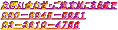 お問い合わせ・ご注文はこちらまで ０９０－６９４５－５９２１ ０３－３９１０－４７５６